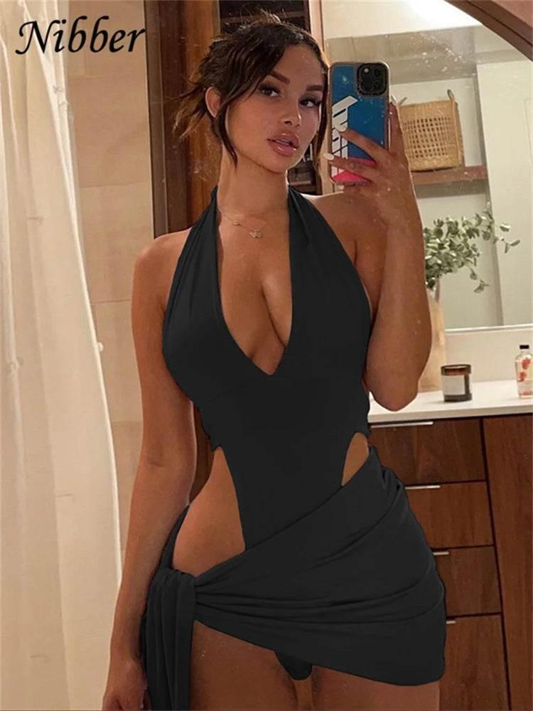 Nibber Sexy Beach Vacation Wear Basic Bikini Bodysuit Skirts 2 Two Piece Sets For Women's Clothing Suits Swimsuit Female 2024 - Empire P.E