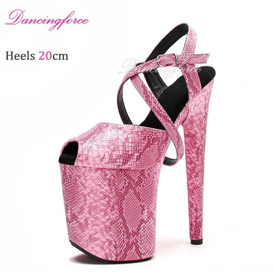 20CM/8inches Snake Print Stripper Pole Dance Shoes - Empire P.E
