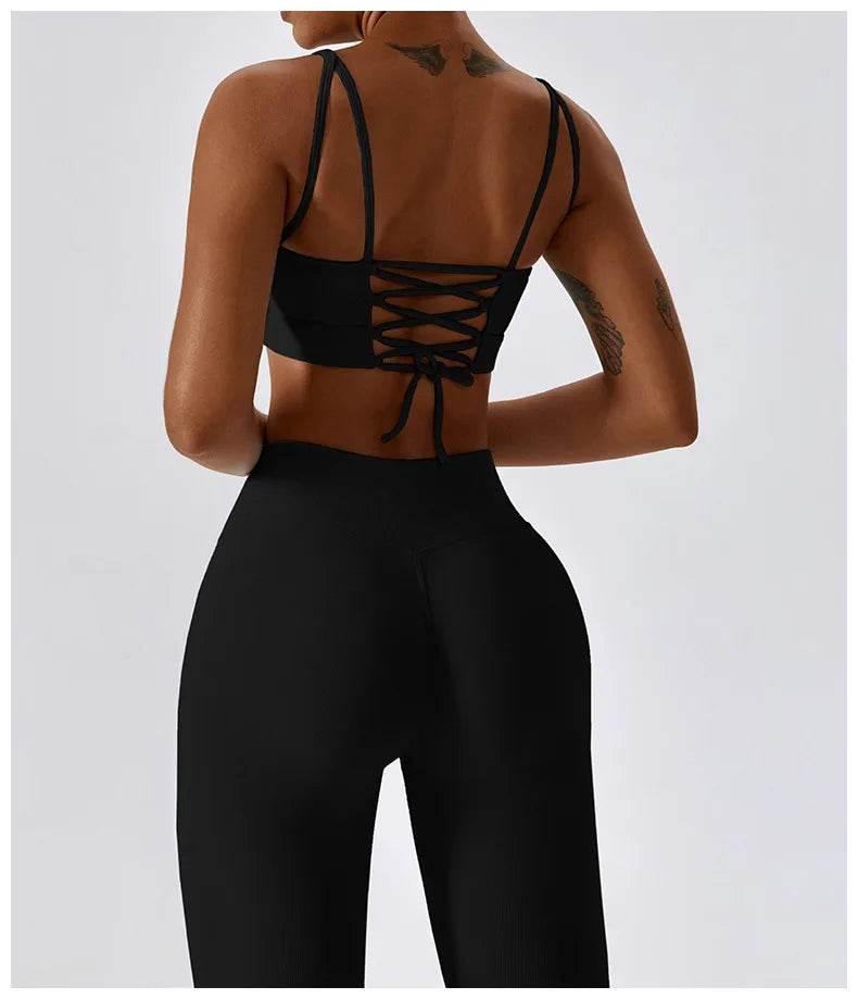 2PCS Seamless Yoga Set Gym Clothes Sportswear Yoga Suits For Women Fitness Rib Tracksuits Sports Bra Gym Leggings Sports Suits - Empire P.E