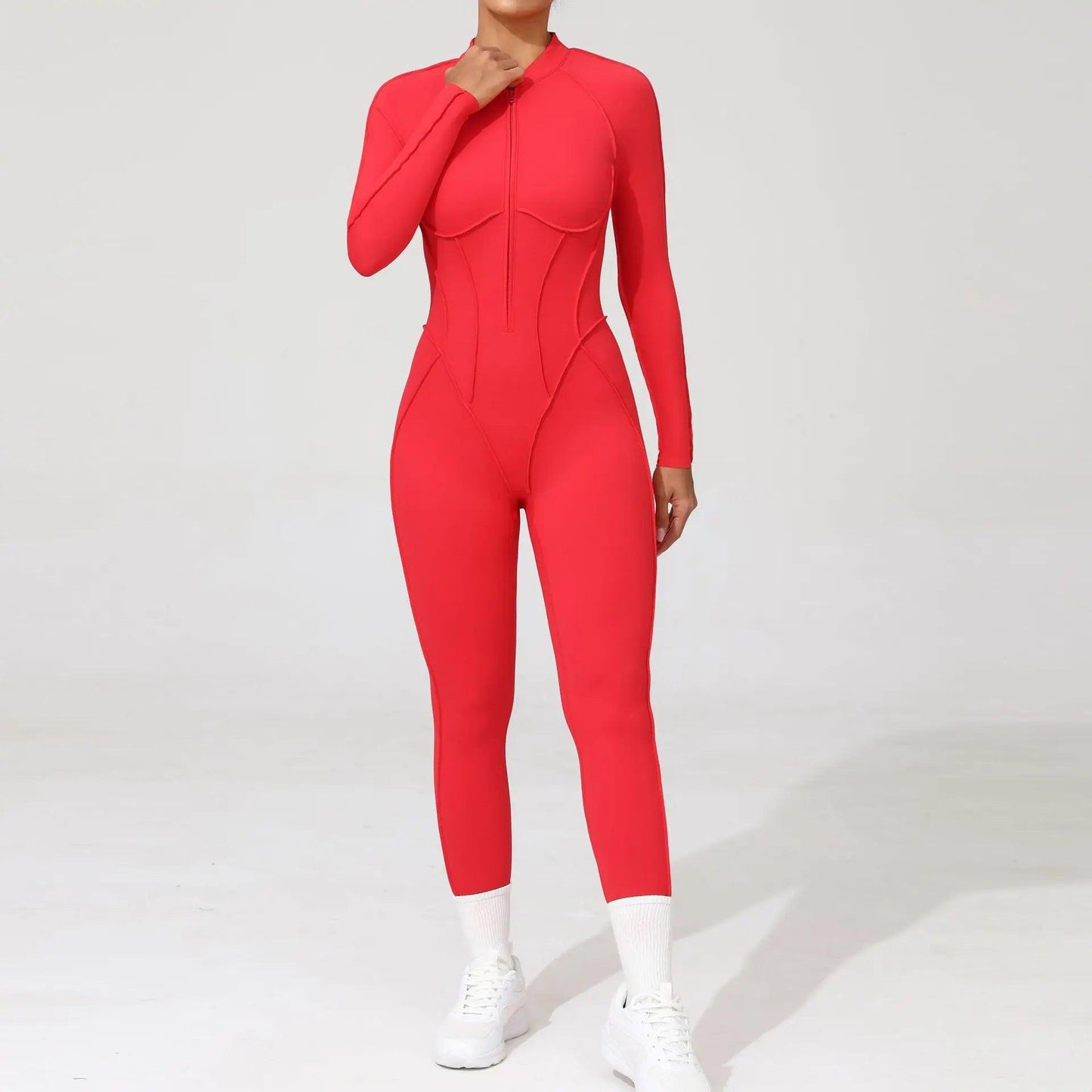 Pad Yoga Jumpsuit Short Sleeve Zipper Sports Wear Gym Fitness - Empire P.E