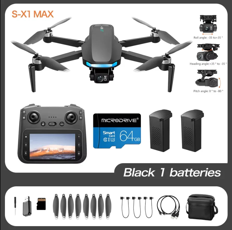 Mini Drone with Screen 3-Axis Anti-shake Gimbal 4K Aerial HD Cameras - Empire P.E