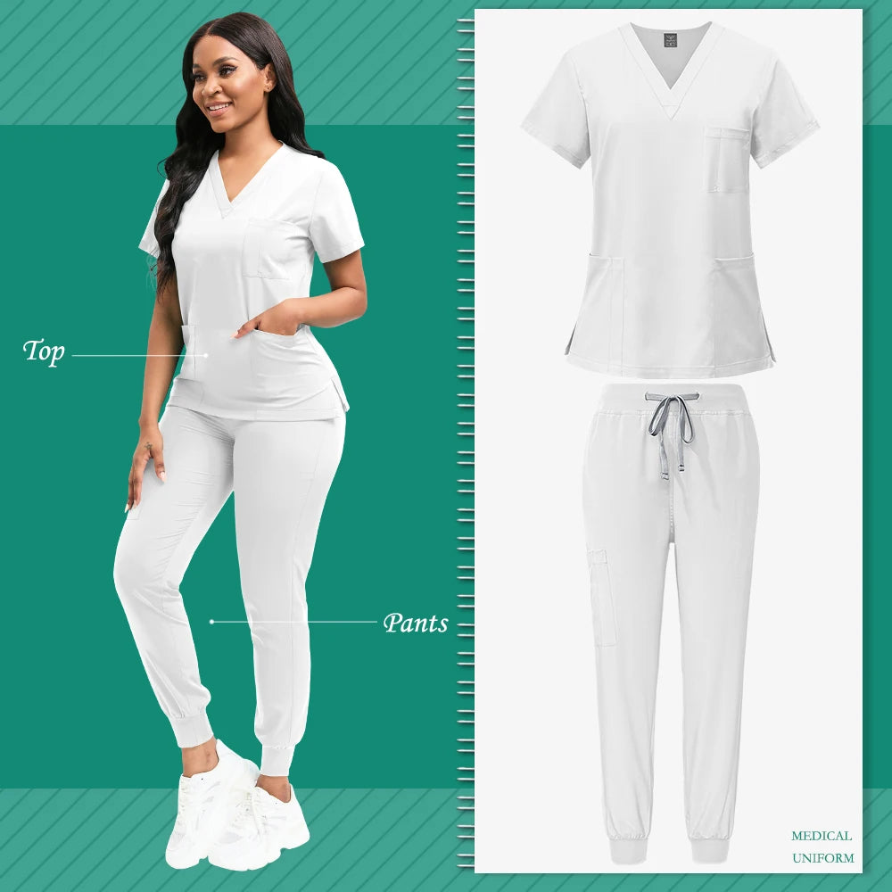 Women's Nursing Scrub Top Pants Medical Suit - Empire P.E