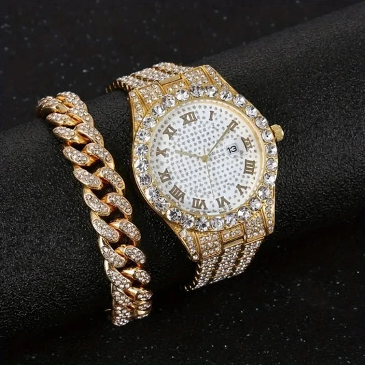 Cuban Bracelet & Men's Diamond Watch - Empire P.E