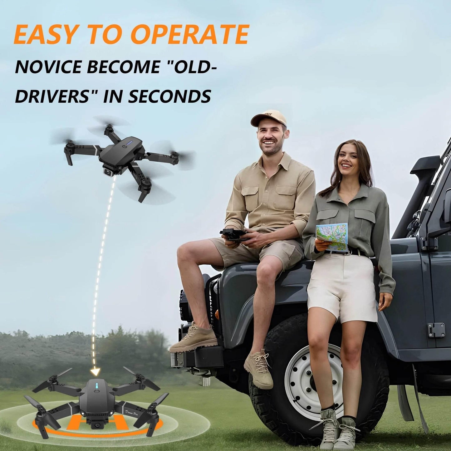 E88 Drone with Dual 4K HD Cameras, Wi-Fi, USB Charging, 1181.1inch Max Altitude, 3m/s Speed, One-Click Return, No GPS,4k drone - Empire P.E