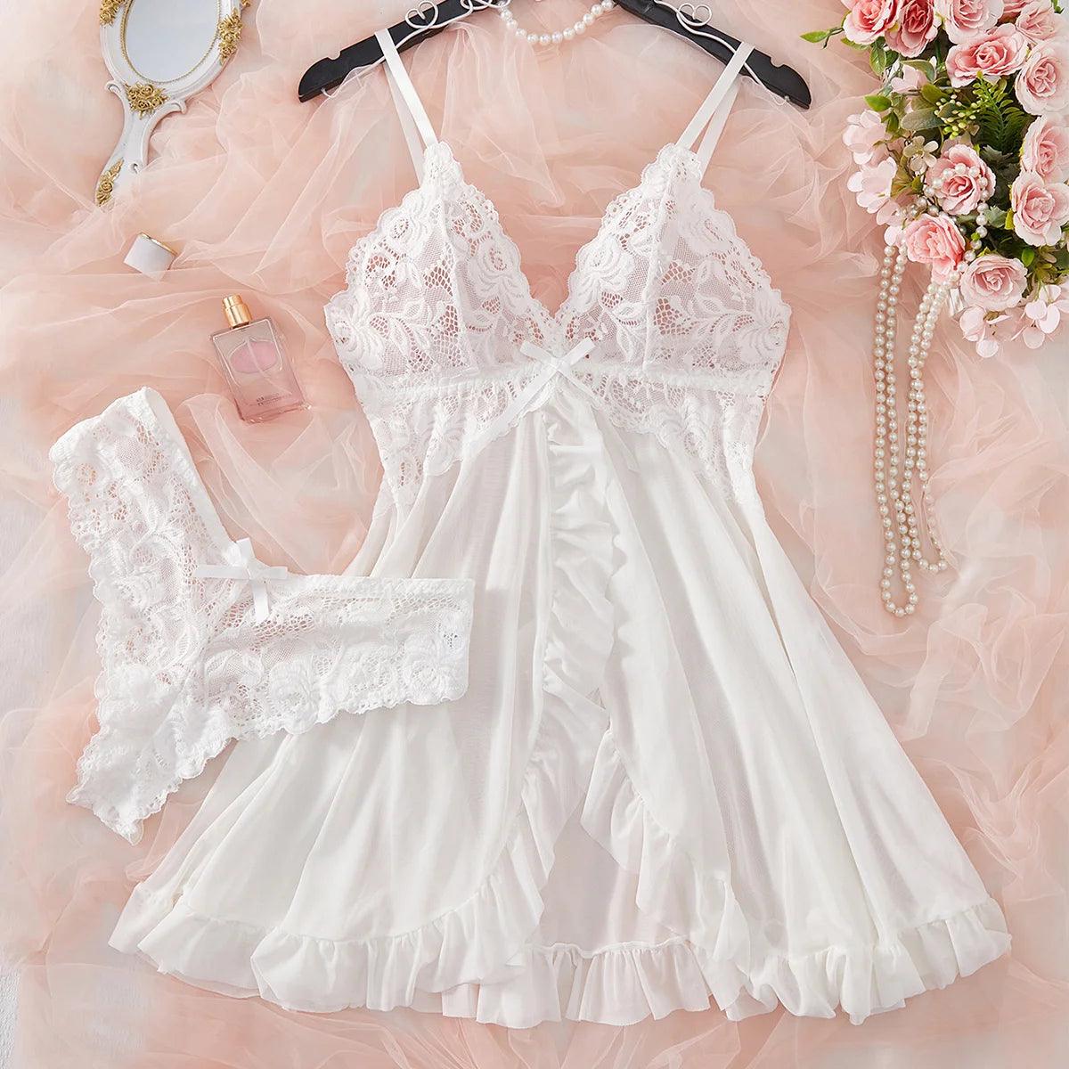 Sexy Lingerie Set Women Erotic Bra Nightdress Sexy Lace - Empire P.E