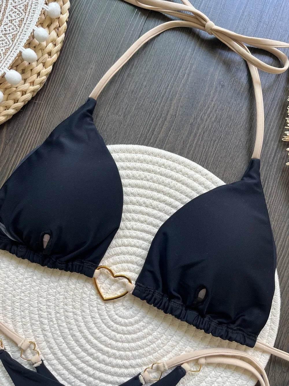 RUOTONSEPT Sexy Halter Solid color Bikini Set Women's Swimsuit Two-piece Triangle Thong Swimwear Bathing Suit Brazilian Biquinis - Empire P.E