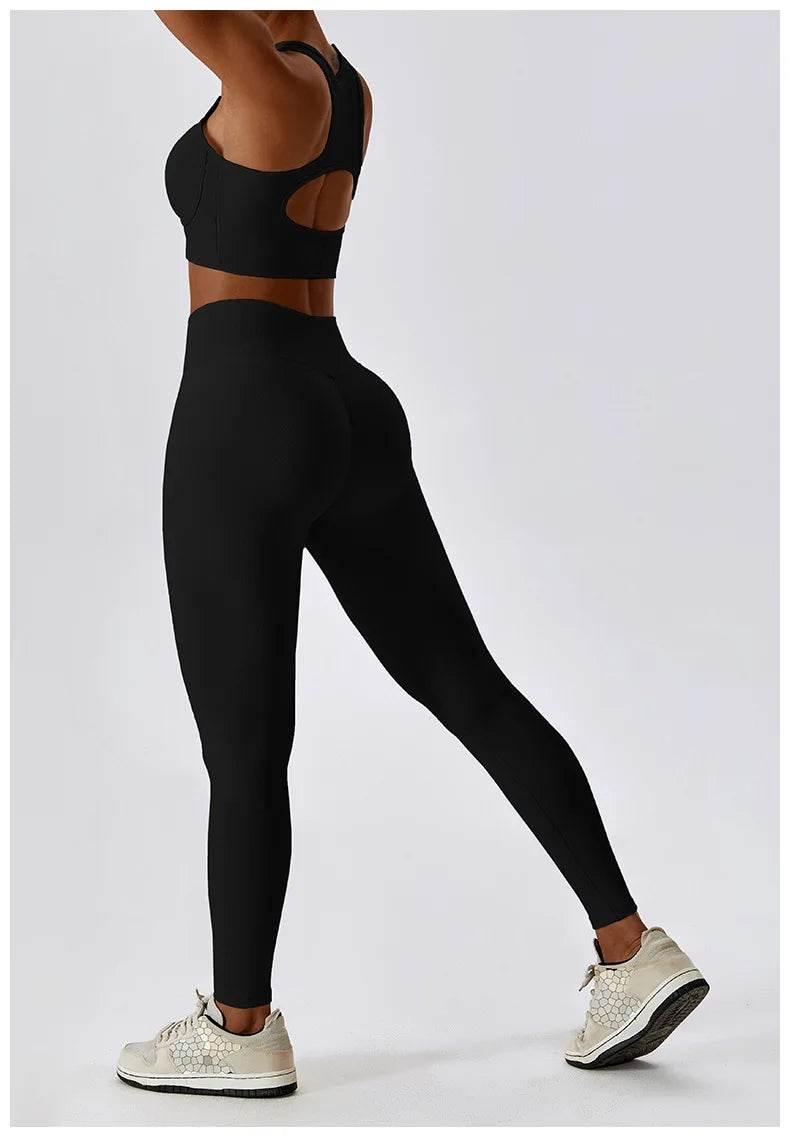 2PCS Seamless Yoga Set Gym Clothes Sportswear Yoga Suits For Women Fitness Rib Tracksuits Sports Bra Gym Leggings Sports Suits - Empire P.E