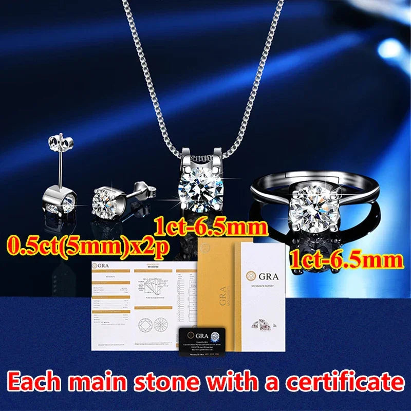 Moissanite Rings For Women Round Cut, Earrings Luxury Copper Trend, Moissanite Necklace Pendant - Empire P.E