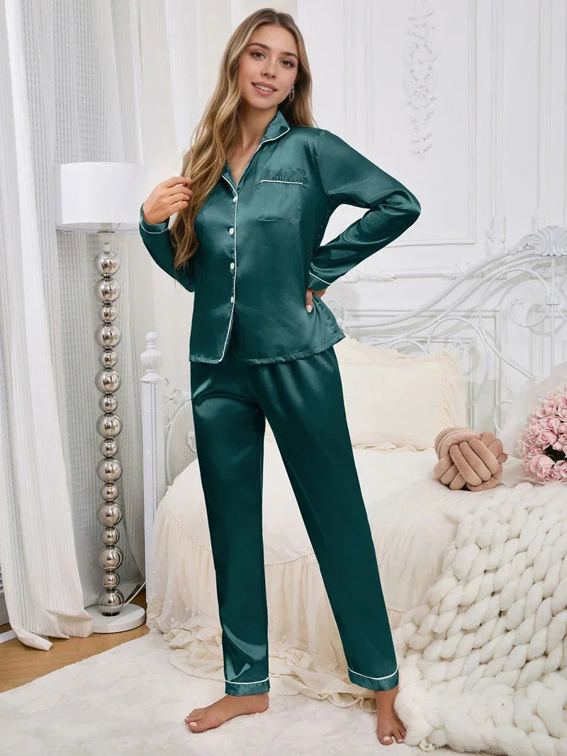 Women's Silky Satin Pajama Set - Empire P.E
