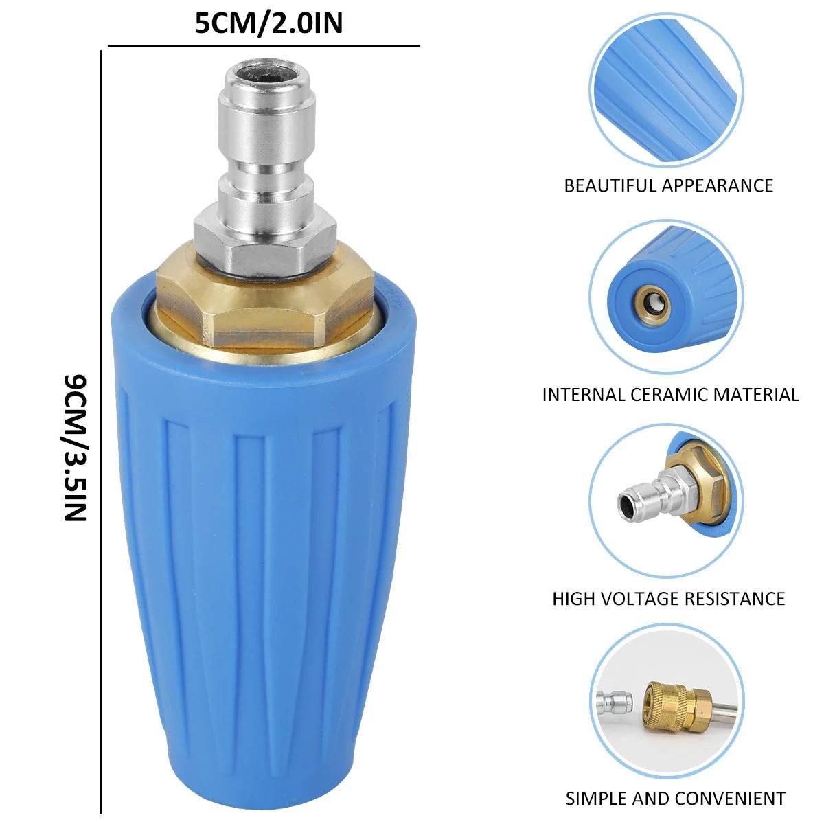 Pressure Washer Tips Turbo Nozzle With 1/4'' Quick Connect 360°Rotating Power Washer Nozzles 5000 PSI Spray Nozzle for Driveway - Empire P.E