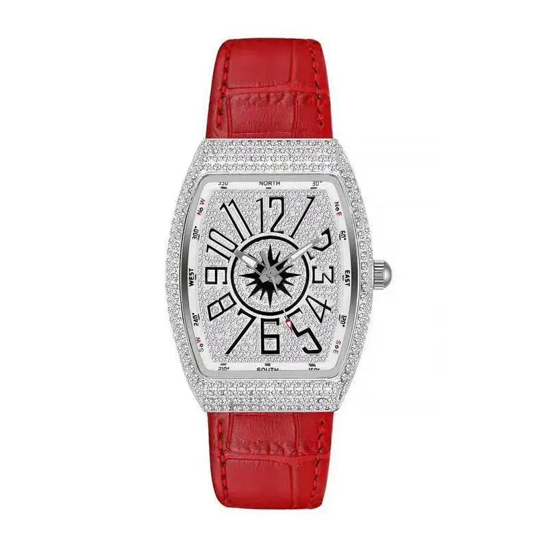 The Tonneau Minimalist Waterproof Women Ultra Thin Watches Leather Band Fashion Diamond-encrusted Quartz Watch Relogio Feminina - Empire P.E