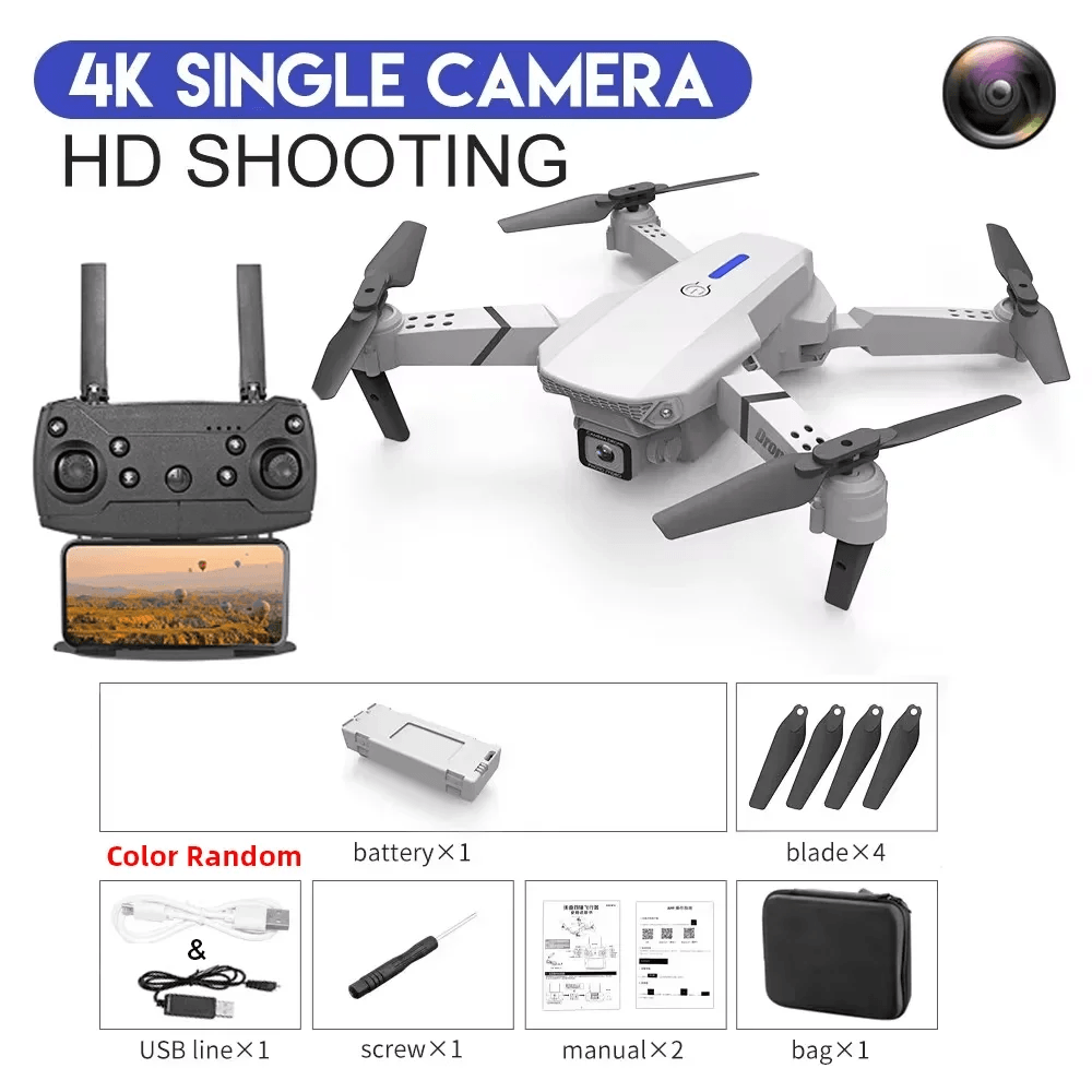 2025 New E88 Pro WIFI FPV Drone Wide Angle HD 4K 1080P Camera Height Hold RC Foldable Quadcopter Dron Helicopter Toys Gift - Empire P.E