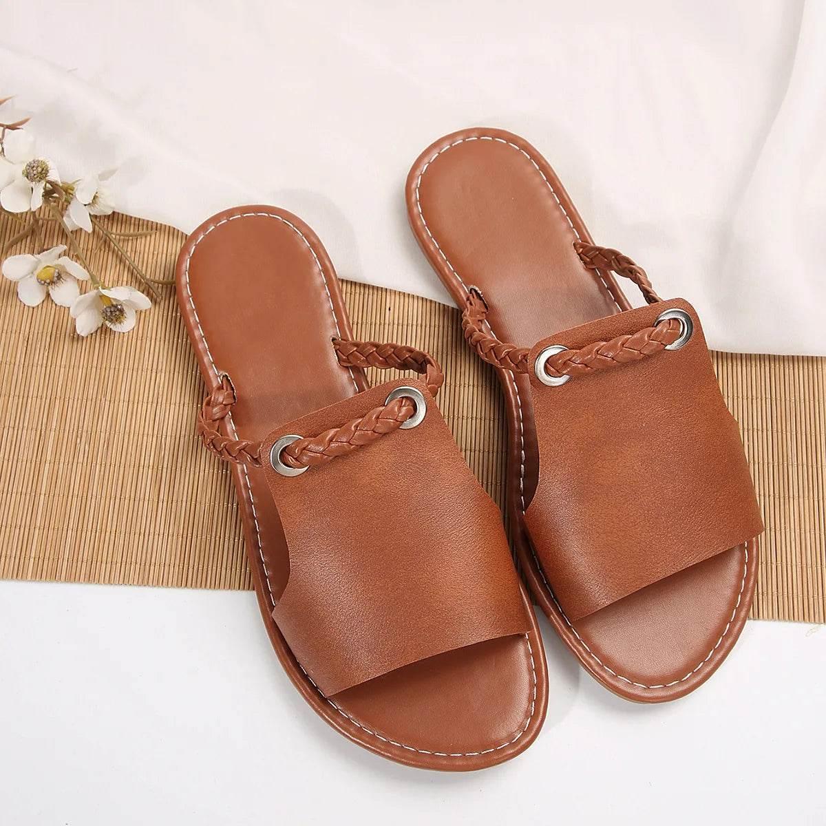 2024 New Women's Shoes Square Head Cross Flat Summer Sandals Simple Flip-flops Women Wear Slippers Beach Slippers - Empire P.E