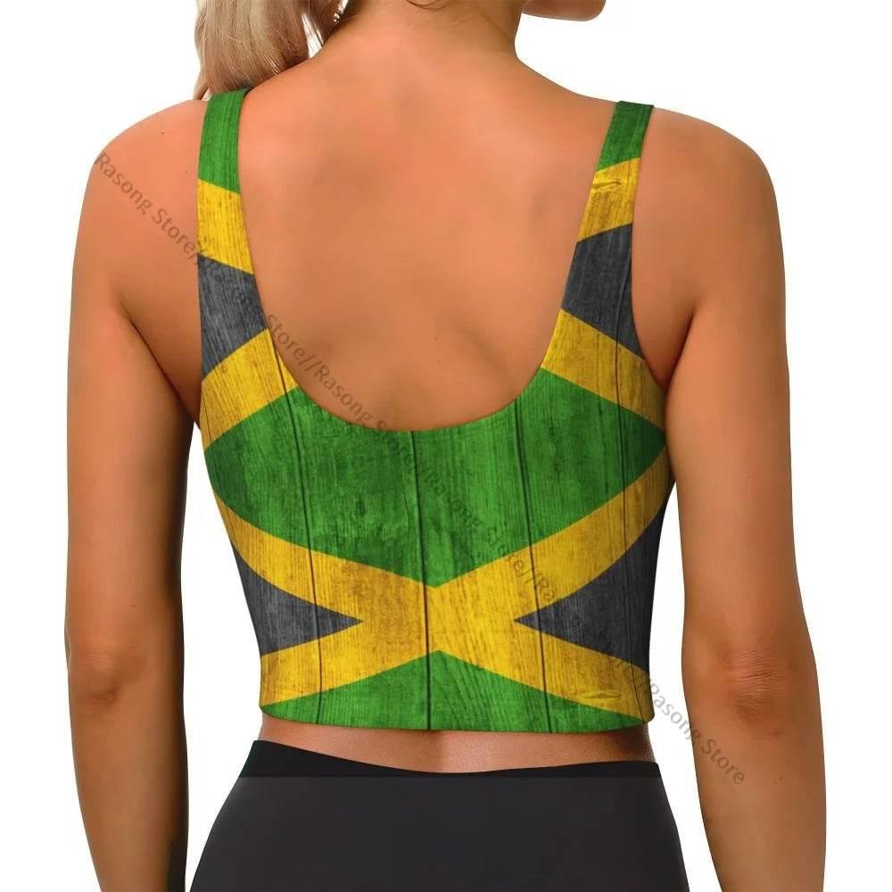 Sports Bra Women Running Yoga Clothes Vest Jamaica Kingdom Flag Gathering Fitness Vest - Empire P.E