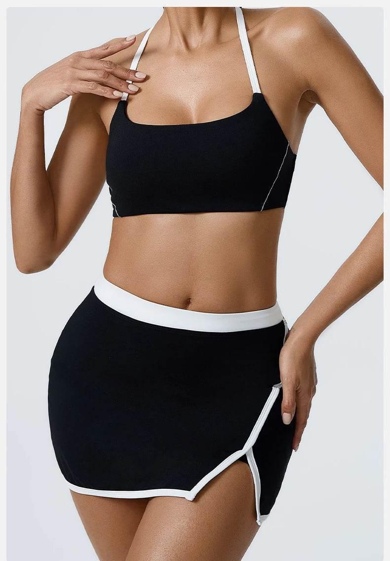 Yoga Women Workout Bra and Shorts Two Piece Patchwork Open Back Elastic Fitness Yoga Outfit Sport Set Women - Empire P.E