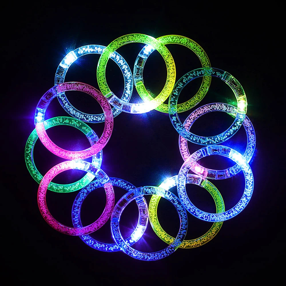 12/30Pcs Kids Adult Party Supplies LED Light Up Bracelet Toys Birthday Wedding Guest Gifts Halloween Christmas Bar Party Favors