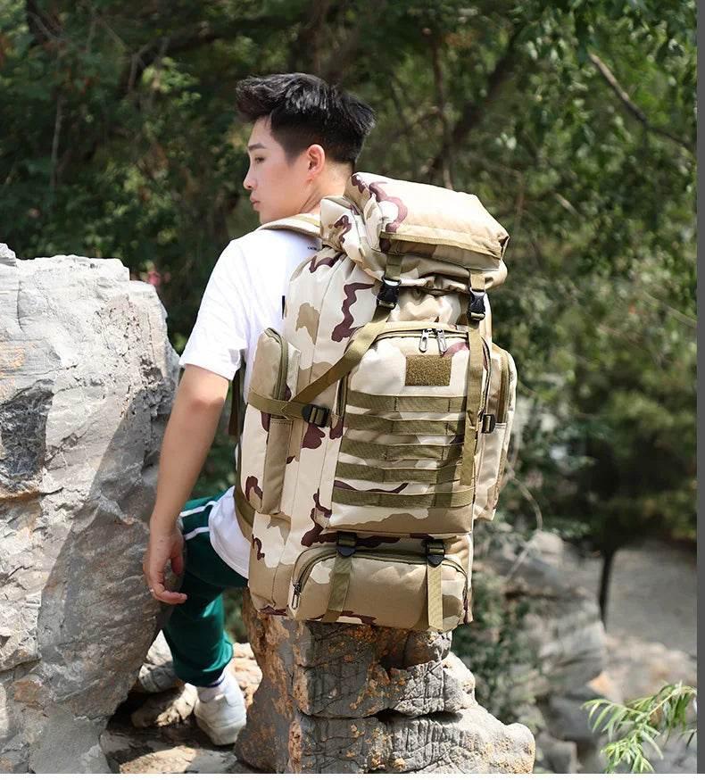 80L Waterproof Molle Camo Tactical Backpack Military Army Hiking Camping Backpack Travel Rucksack Outdoor Sports Climbing Bag - Empire P.E