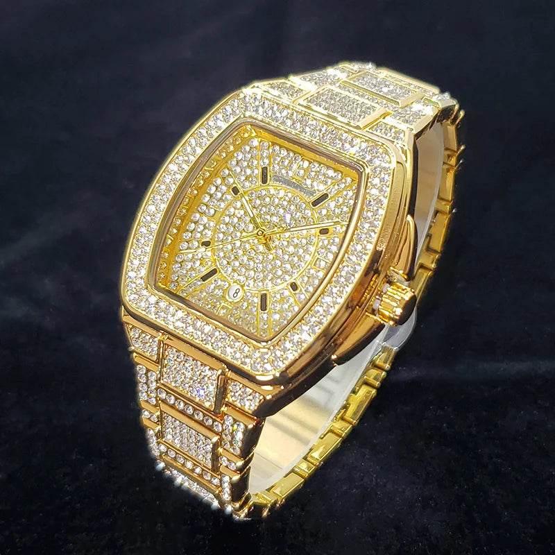 New Luxury Diamond Watch for Men Fashion Shiny Party Jewelry Watches Hip Hop Iced Out Bling Golden Relogio Masculino Dropshiping - Empire P.E