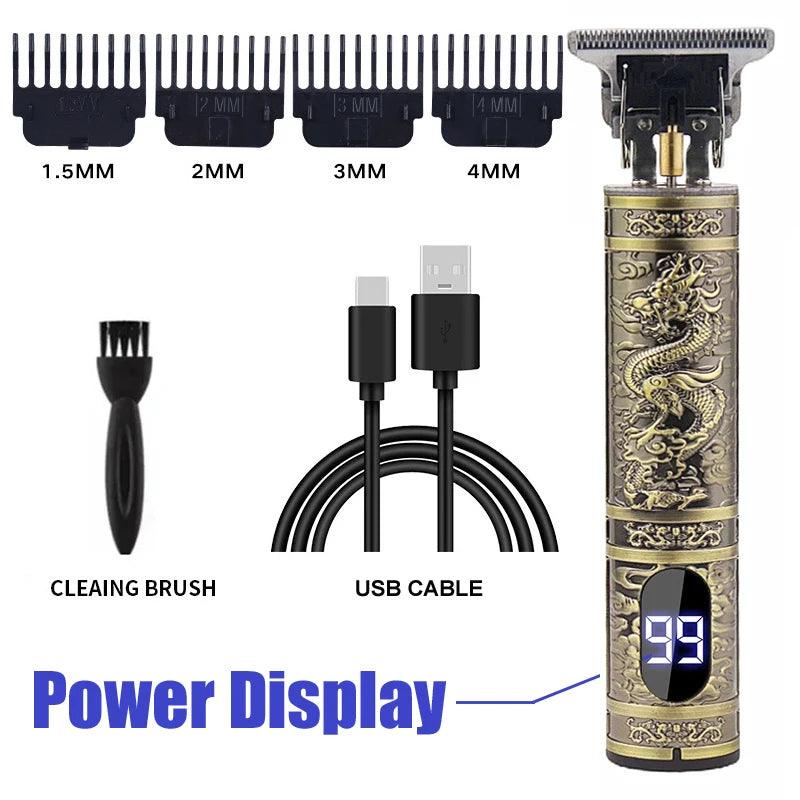 T9 Electric Hair Clipper for Men Professional Barber Shaver Beard Trimmer Body Hair Cutting Machine for Men Dragon Buddha Design - Empire P.E