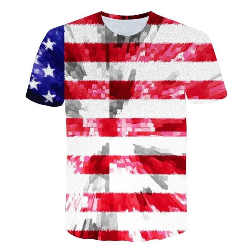 New USA Flag T-Shirt Men Women Stripes And Stars Pattern 3D Printed T Shirts Eagle American Flag Men's T-Shirts Summer Tops Tees - Empire P.E