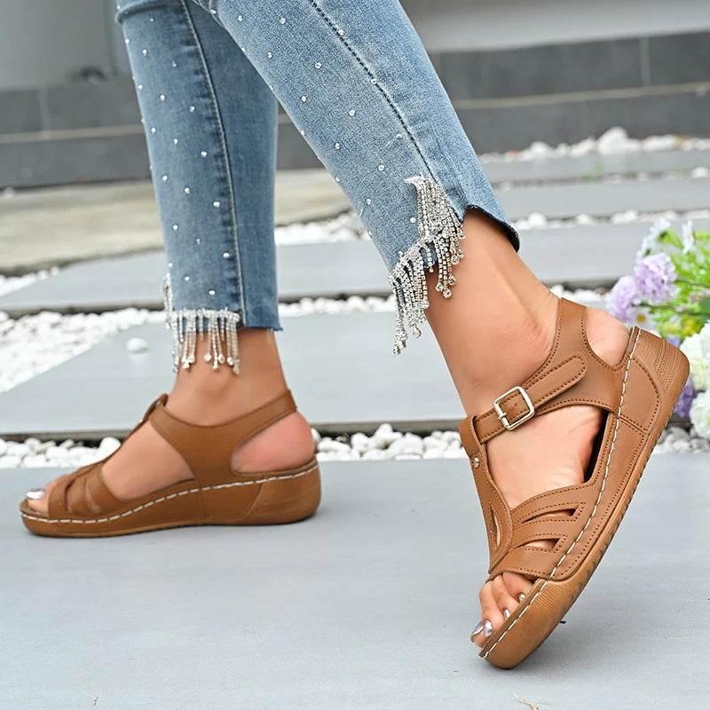 2025 Summer Women Wedge Sandals Lightweight Ankle Buckle Platform Gladiator Sandals Woman Peep Toe Non Slip Beach Sandles 36-43 - Empire P.E