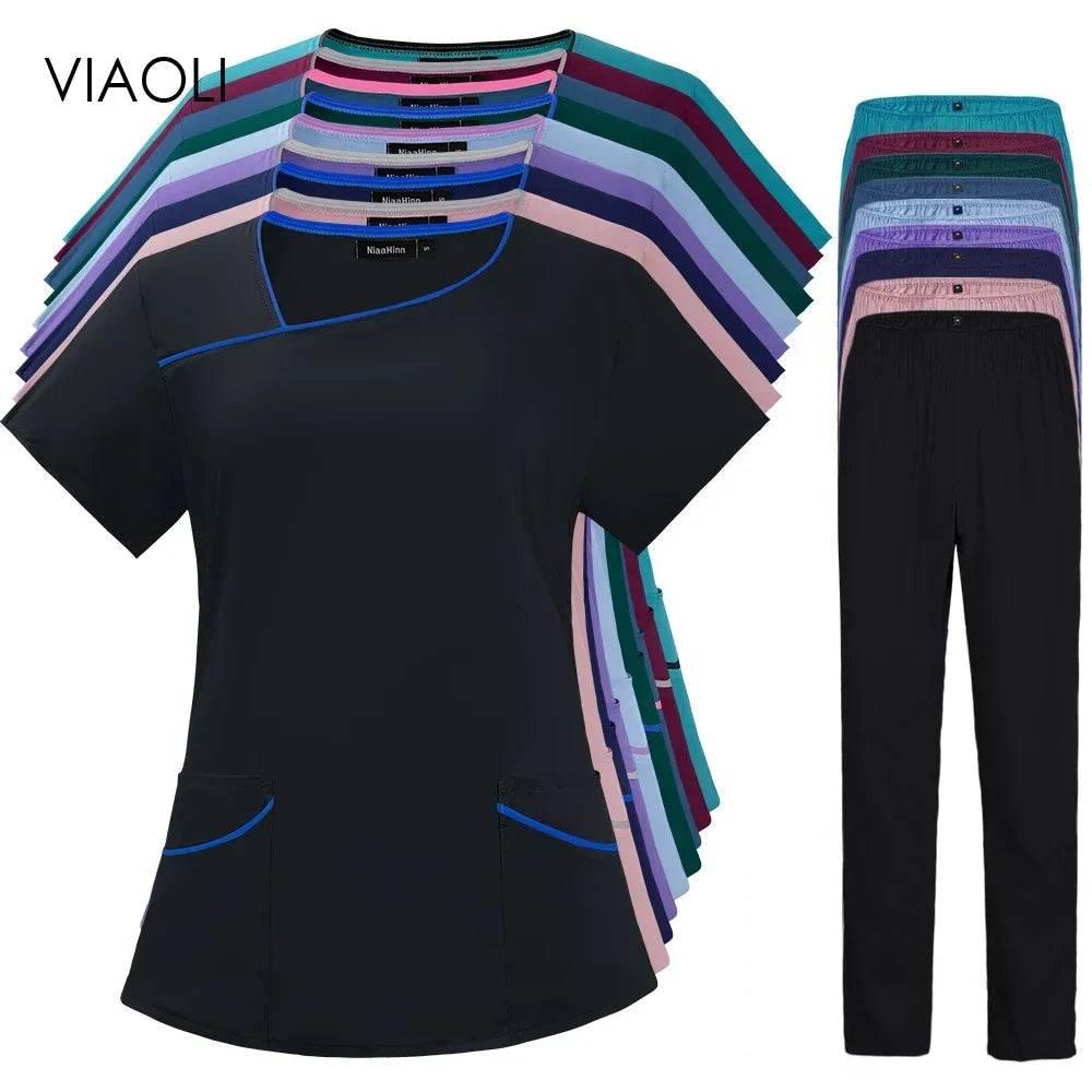 Solid Color Breathable Nursing Scrubs Women Uniforms - Empire P.E