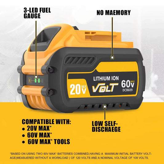 60V 9000mAh For Dewalt DCB609 Battery Replacement Li-ion Battery DCB200 DCB205 DCB606 DCB206 DCB209 DCB182 Power Tool Battery - Empire P.E