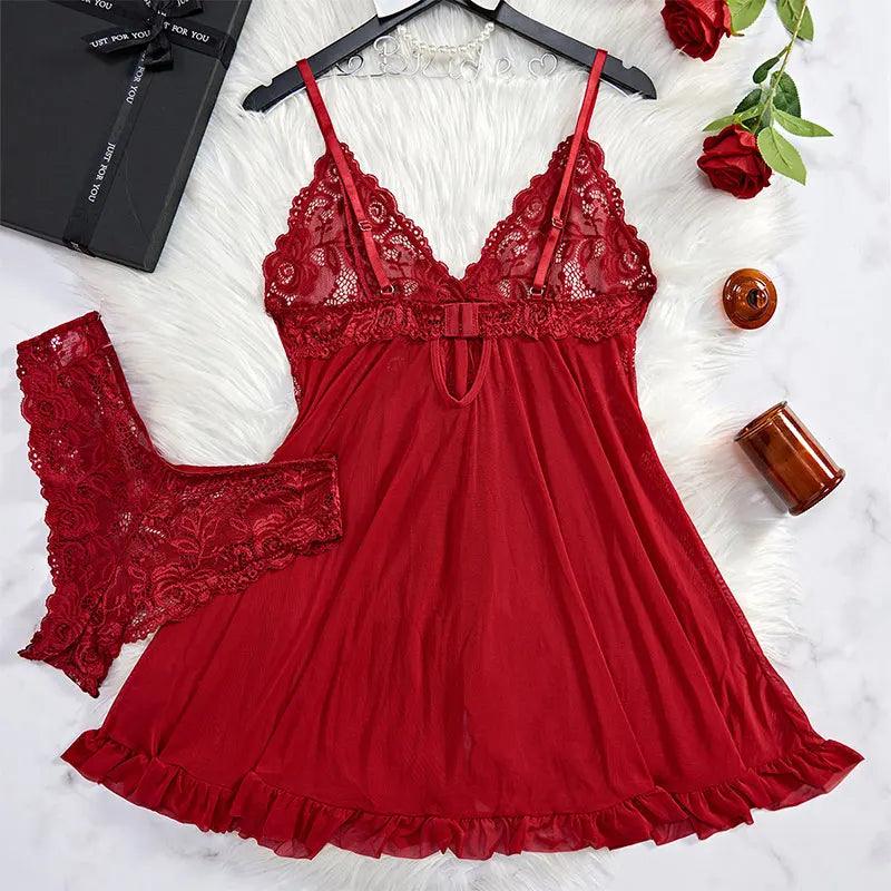Exquisite Semi-transparent Thong Dress Set - Empire P.E