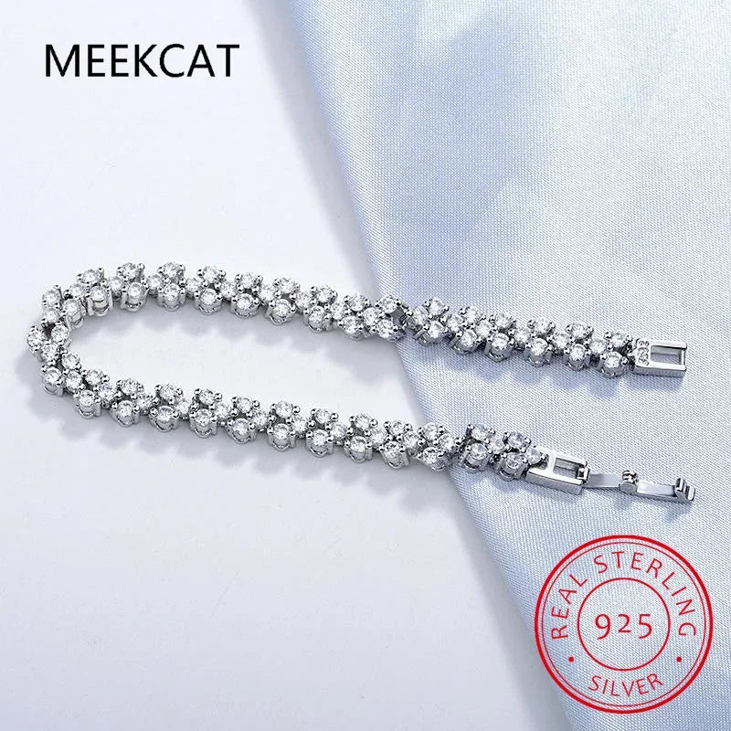 14K White Gold Roman Lab Moissanite Diamond Bracelet - Empire P.E