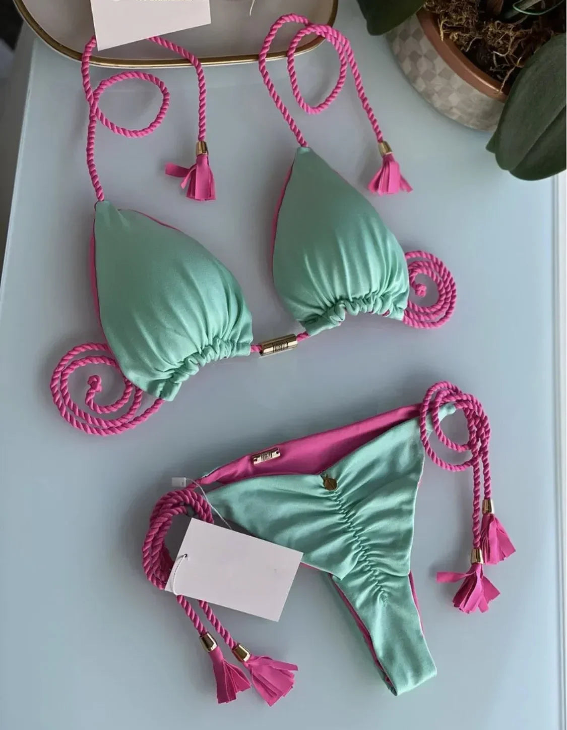 New Women Bikini Backless Rope Triangle Swimsuit Multicolor - Empire P.E