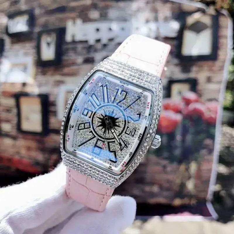 The Tonneau Minimalist Waterproof Women Ultra Thin Watches Leather Band Fashion Diamond-encrusted Quartz Watch Relogio Feminina - Empire P.E