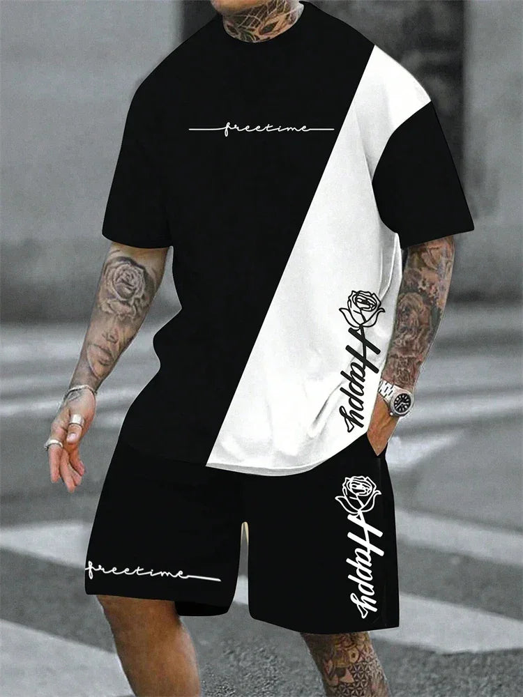 Summer Men Short Sleeved Drawstring Shorts Tracksuit - Empire P.E
