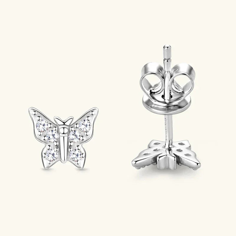 925 Sterling Silver Moissanite Butterfly Earrings - Empire P.E