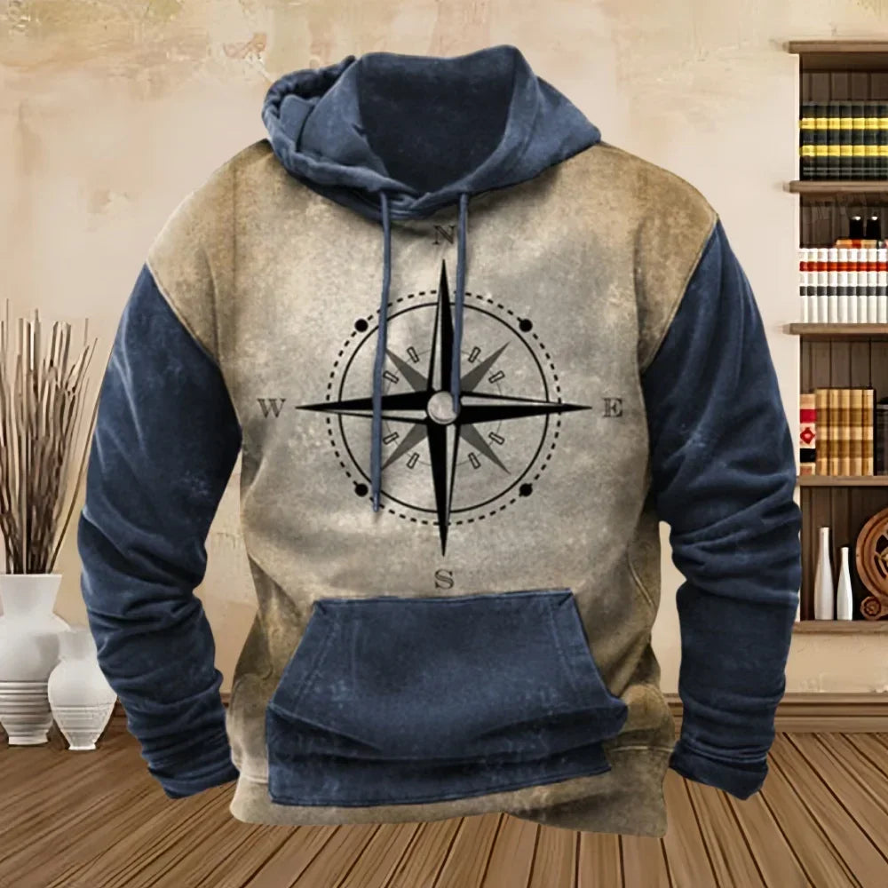 Men's Vintage Compass Graphic Hoodies - Empire P.E