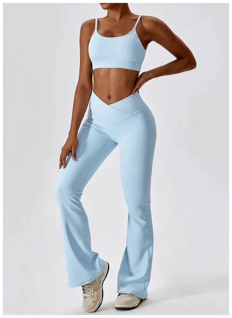 2PCS Seamless Yoga Set Gym Clothes Sportswear Yoga Suits For Women Fitness Rib Tracksuits Sports Bra Gym Leggings Sports Suits - Empire P.E
