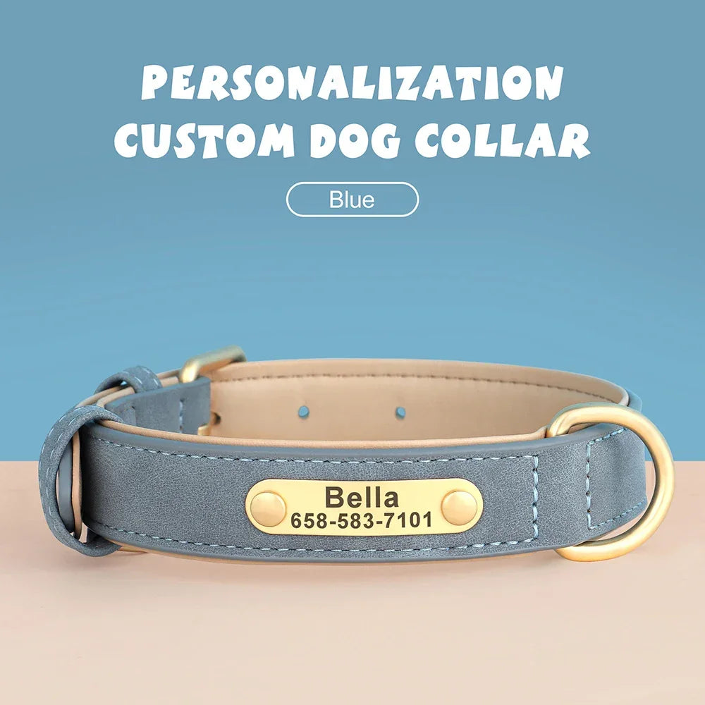Personalized Dog Collar Custom Engraved PU Leather - Empire P.E