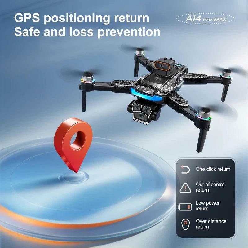 Drone with Camera Professional 4K HD Aerial Photography Dron GPS Return 4.5inch LCD Screen RC Quadcopter Three Camera Drone Toys - Empire P.E