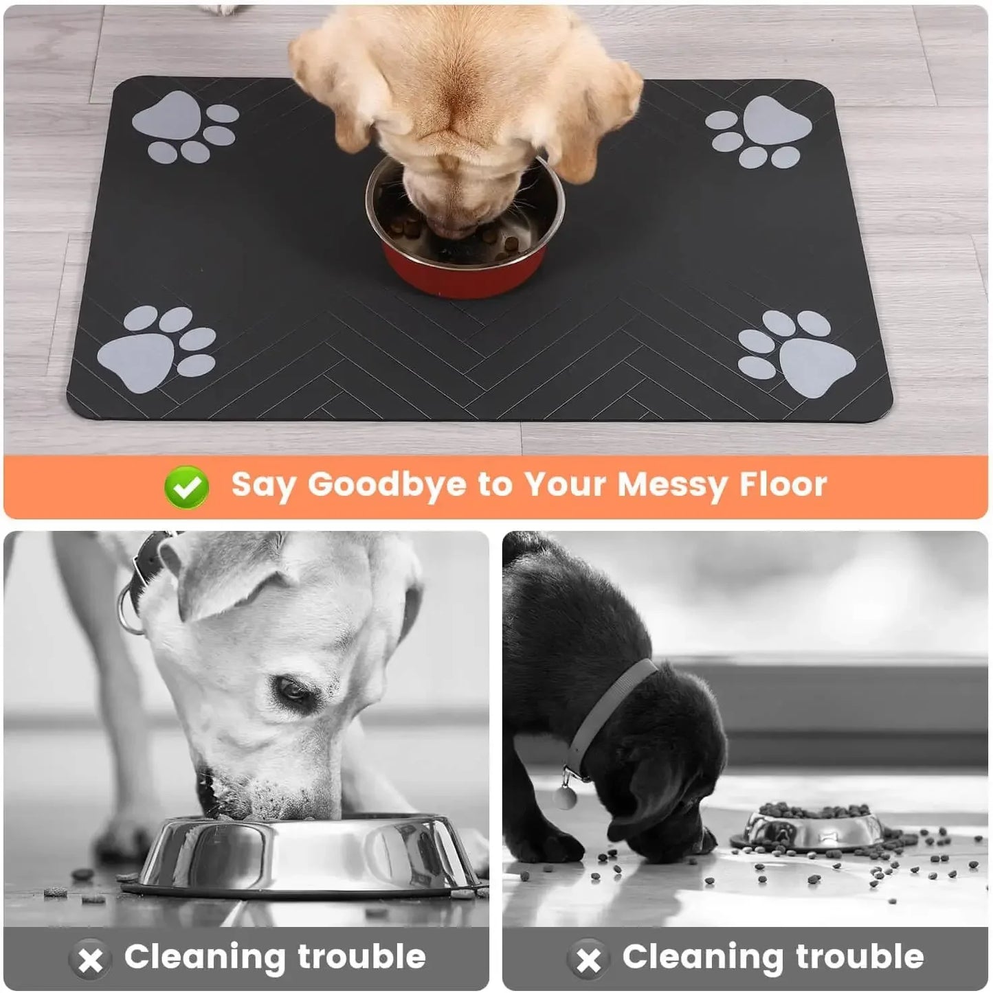 Pet Feeding Mat-Absorbent Waterproof Rubber Backing - Empire P.E