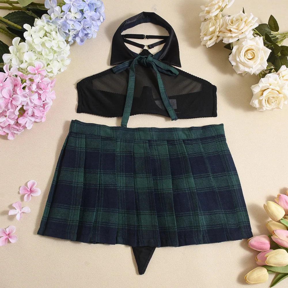Cosplay Lingerie Green Plaid Skirt - Empire P.E