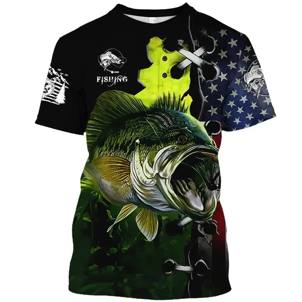 Fish Graphic Oversize Short Sleeve T-shirts - Empire P.E