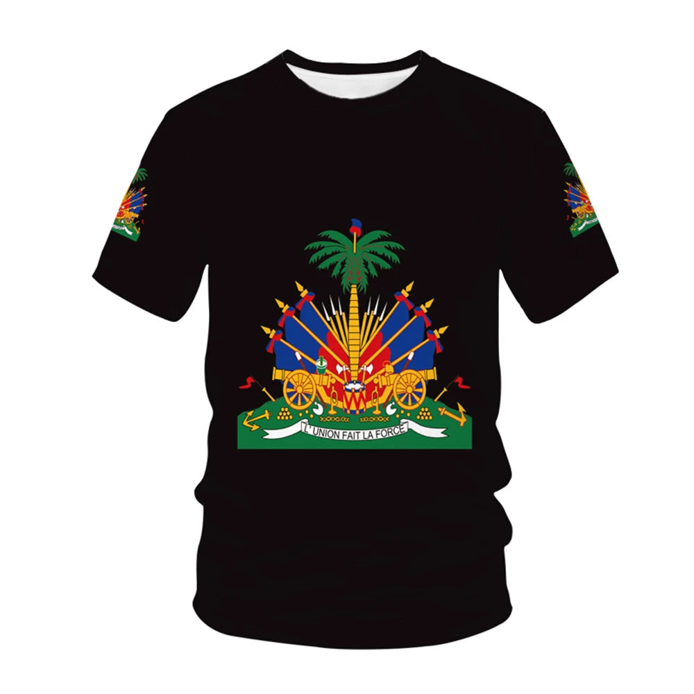 Haiti 2025 National Flag Pattern T-shirt Men Hot Sale New Summer Women Tops Shirt Children Short-Sleeved - Empire P.E