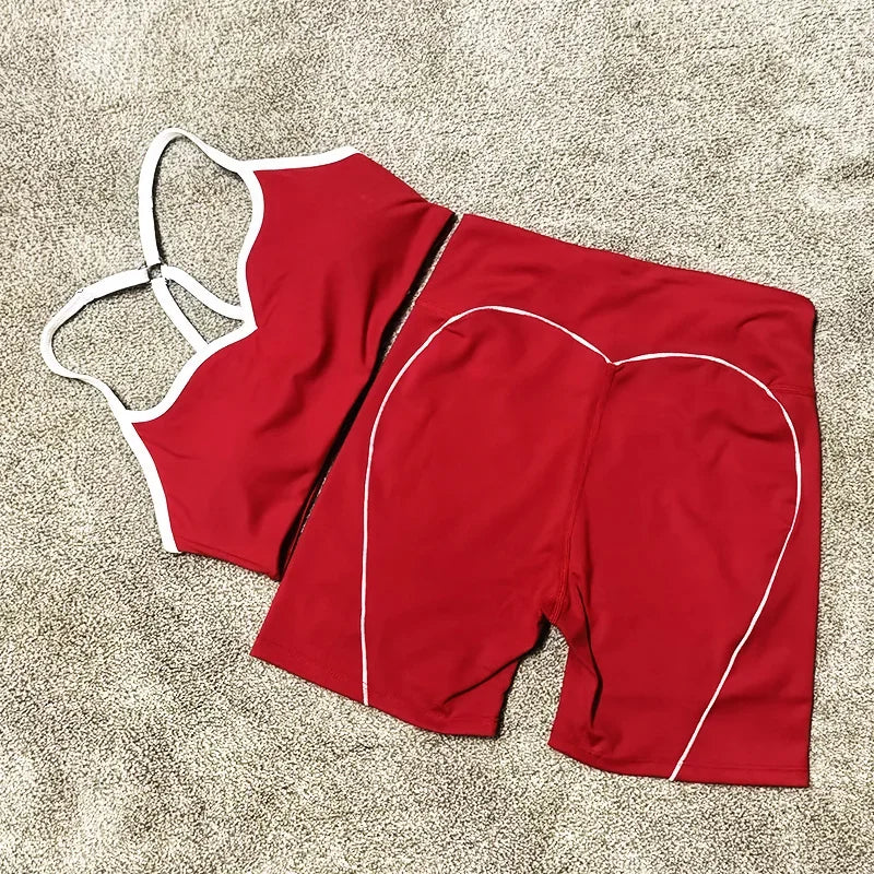 Gym Set Contrasting Color Sports Bra Suits - Empire P.E