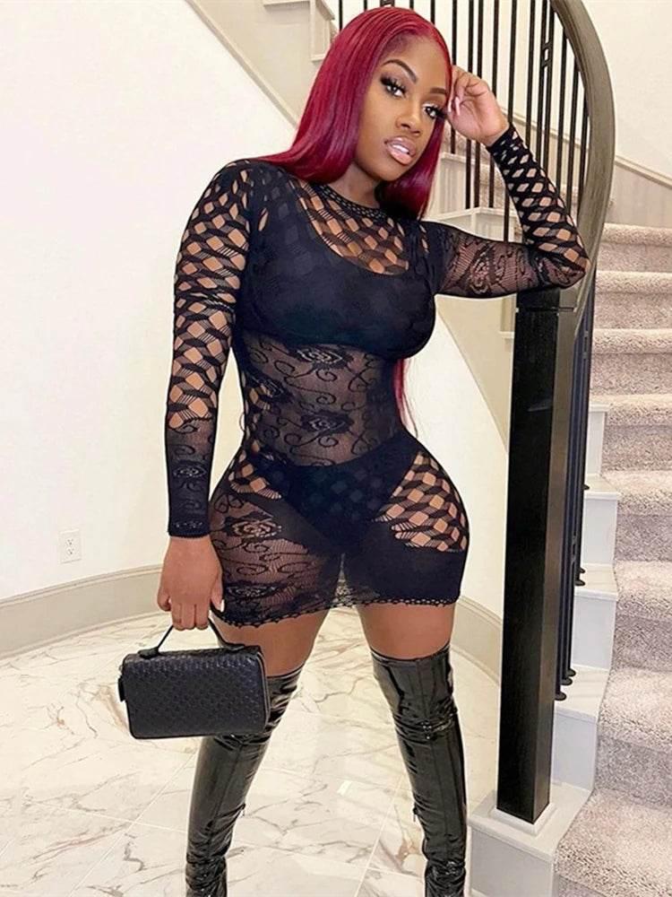 Hollow Out Sexy Lingerie Lace Fishnet - Empire P.E