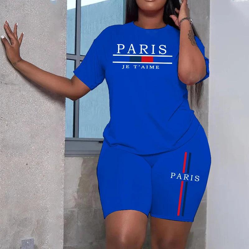 2025 Womens Outfits Fashion Casual Printing Short Sleeve+Shorts Suit Simplicity T-shirt Tracksuits Summer Daily Short Sets S-3XL - Empire P.E