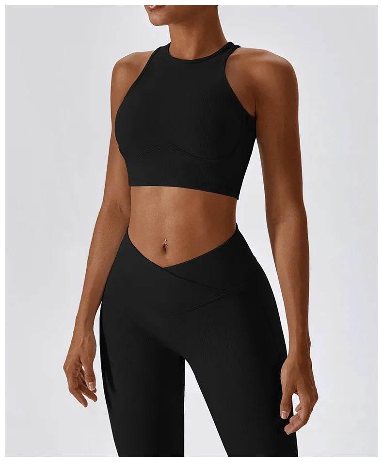 2PCS Seamless Yoga Set Gym Clothes Sportswear Yoga Suits For Women Fitness Rib Tracksuits Sports Bra Gym Leggings Sports Suits - Empire P.E