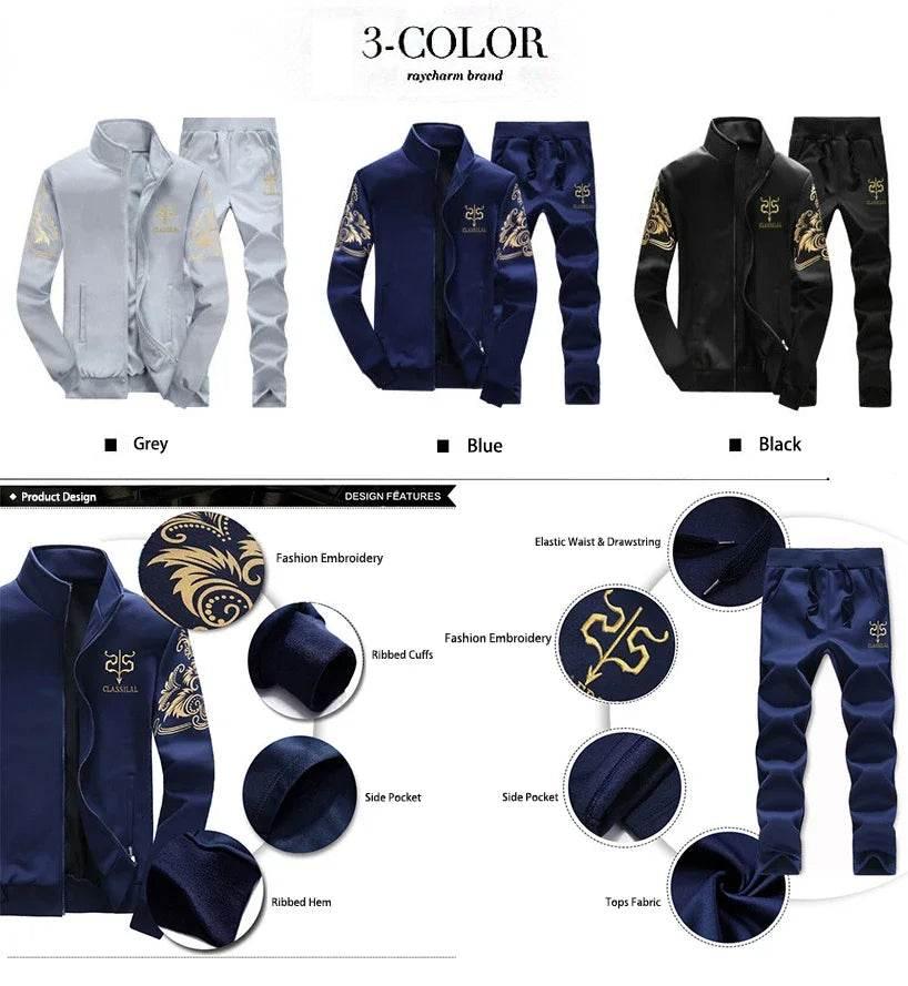 2024 New Men's Tracksuit Fleece Jacket and Sweatpants 2 Piece Set - Empire P.E