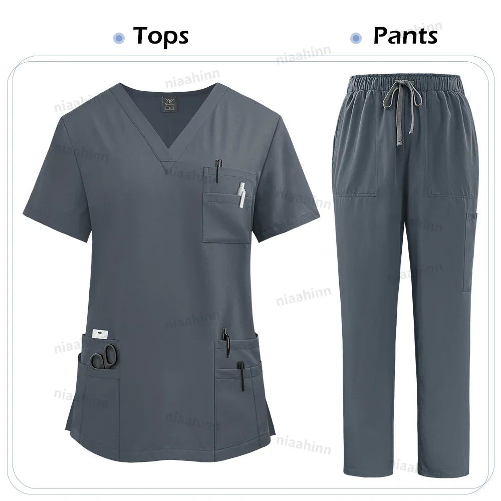 Women's Short Sleeve Tops+Pants Scrub Set - Empire P.E
