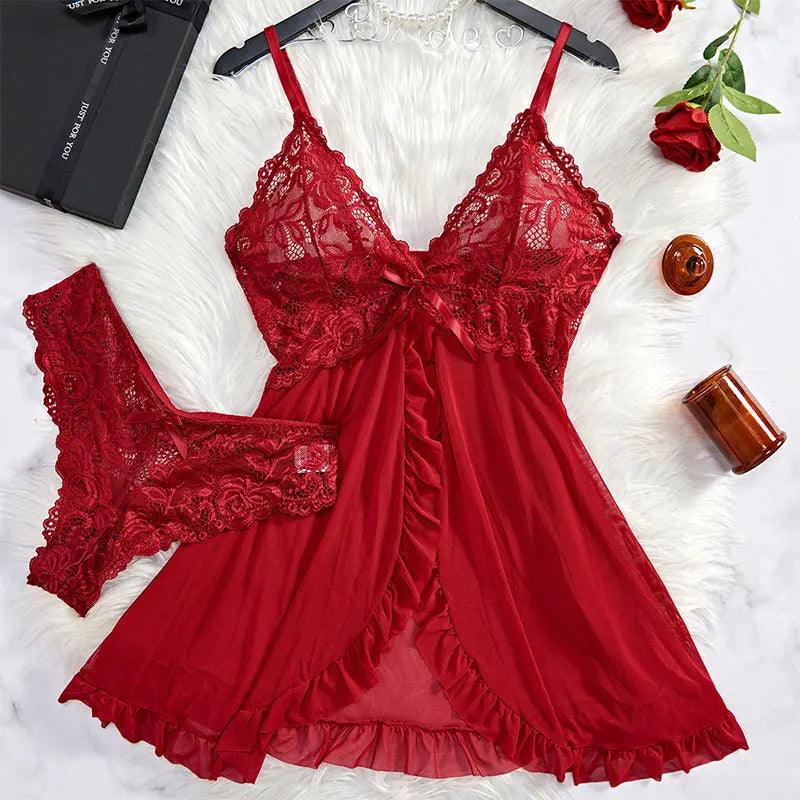 Exquisite Semi-transparent Thong Dress Set - Empire P.E