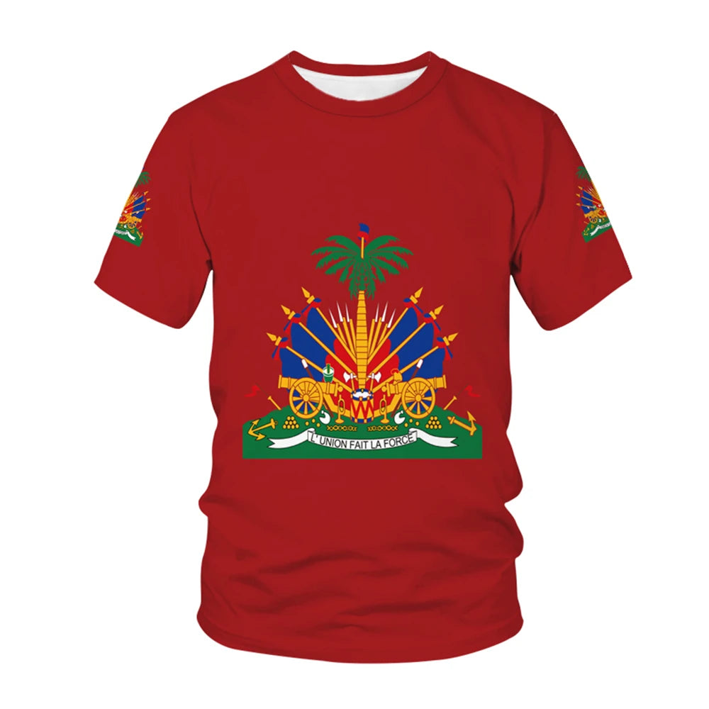 Haiti 2025 National Flag Pattern T-shirt Men Hot Sale New Summer Women Tops Shirt Children Short-Sleeved - Empire P.E