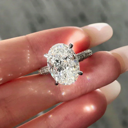 8CT Oval Cut All Moissanite Ring 925 Sterling Silver - Empire P.E